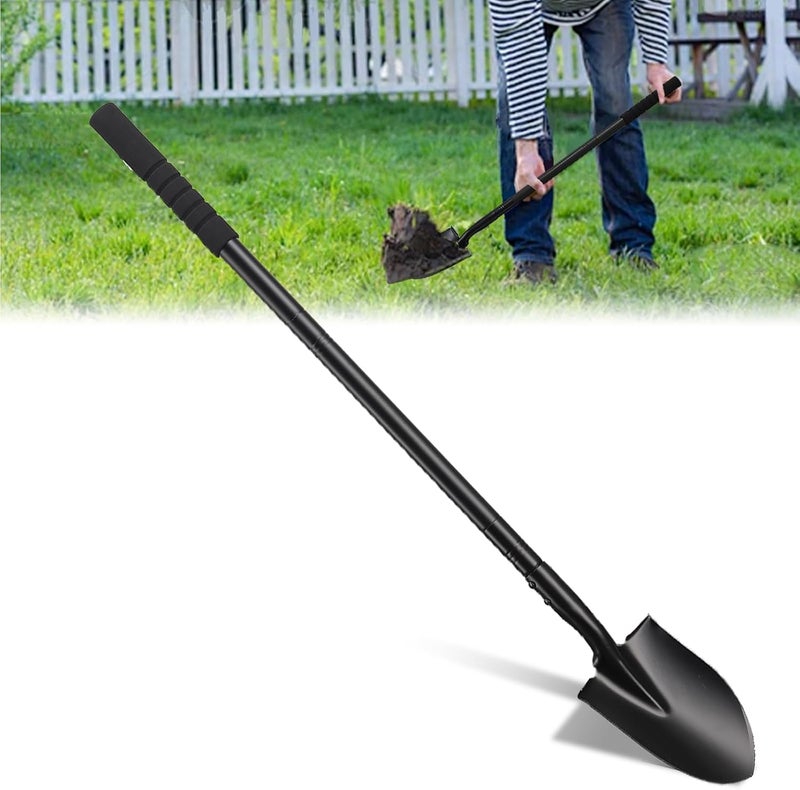 TwinkleTool Small Shovel for Digging with Metal Handle, 43.7 Inch Heavy Duty Garden Shovel, Trench Shovels Ideal for Digging Gardening Trenching Planting Camping Transferring Scooping, Black - Image 1